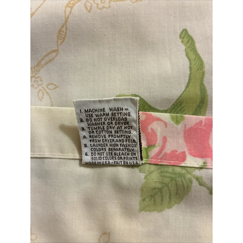 Vtg Wamsutta Queen Flat Sheet Supercale Plus Made in USA Floral Spring Flowers